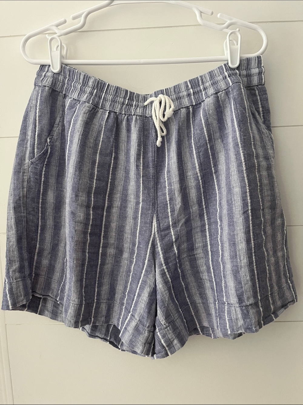 beachlunchlounge Blue and White Striped Drawstring Shorts